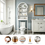 Space Saving Over Toilet Bathroom Cabinet with Rack White Walnut Wood