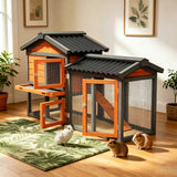 2 Story Quail Hutch Predator Proof Wire Mesh Run Orange Black