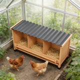 3 Hole Wood Nesting Box Perch Chicken Laying Coop Easy Clean