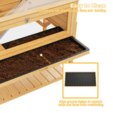 2 Tier Tortoise Enclosure Moveable Reptile Habitat with Shelf Yellow