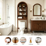Space Saving Over Toilet Bathroom Cabinet with Rack White Walnut Wood