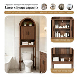 Space Saving Over Toilet Bathroom Cabinet with Rack White Walnut Wood