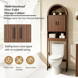 Space Saving Over Toilet Bathroom Cabinet with Rack White Walnut Wood
