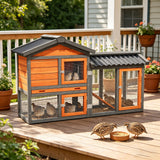 2 Story Quail Hutch Predator Proof Wire Mesh Run Orange Black