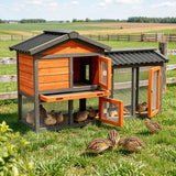 2 Story Quail Hutch Predator Proof Wire Mesh Run Orange Black