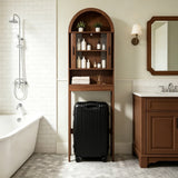 Slim Over Toilet Bathroom Storage Cabinet White Walnut Shelf Space Saver