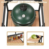 2 Foldable BBQ Prep Table Rolling Outdoor Grill Cart Storage Cabinet