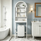 Slim Over Toilet Bathroom Storage Cabinet White Walnut Shelf Space Saver