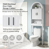 Space Saving Over Toilet Bathroom Cabinet with Rack White Walnut Wood