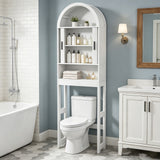 Slim Over Toilet Bathroom Storage Cabinet White Walnut Shelf Space Saver