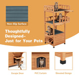 Weatherproof Cat Shelter with Dual Fenced Balconies and Escape Doors