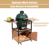 2 Foldable BBQ Prep Table Rolling Outdoor Grill Cart Storage Cabinet