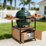 2 Foldable BBQ Prep Table Rolling Outdoor Grill Cart Storage Cabinet