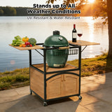 2 Foldable BBQ Prep Table Rolling Outdoor Grill Cart Storage Cabinet