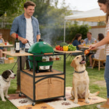 2 Foldable BBQ Prep Table Rolling Outdoor Grill Cart Storage Cabinet