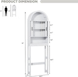 White Arched Over Toilet Organizer Freestanding Bathroom Storage Shelf