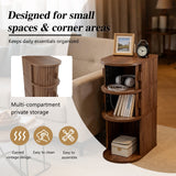 3 Tier Nightstand Narrow with Sliding Doors Bedside Storage