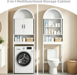 White Arched Over Toilet Organizer Freestanding Bathroom Storage Shelf