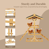 2 Ladder Chicken Roosting Perch Weatherproof Coop Bar with Roof