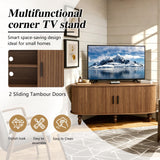 Space Saving 47 Inch Corner TV Stand with Storage and Sliding Doors
