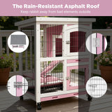 Weatherproof 2 Tray Rabbit Cage Small Animal Hutch Wheeled House