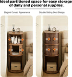 Slim Bathroom Floor Cabinet Sliding Door Small Space Storage