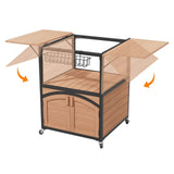 2 Foldable BBQ Prep Table Rolling Outdoor Grill Cart Storage Cabinet