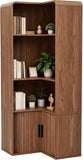 Walnut L Shaped Corner Bookshelf Tall Large Capacity Storage Rack
