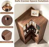 Walnut L Shaped Corner Bookshelf Tall Large Capacity Storage Rack