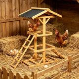 2 Ladder Chicken Roosting Perch Weatherproof Coop Bar with Roof