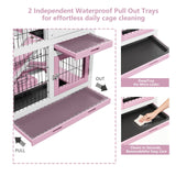 Small Animal Weatherproof Rabbit House Cage 2 Tray with Wheel