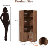 Walnut L Shaped Corner Bookshelf Tall Large Capacity Storage Rack