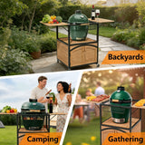2 Foldable BBQ Prep Table Rolling Outdoor Grill Cart Storage Cabinet