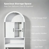 White Arched Over Toilet Organizer Freestanding Bathroom Storage Shelf