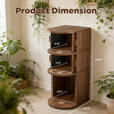 Slim 3 Tier Nightstand with Double Sliding Doors Storage