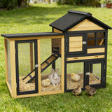 Weatherproof Wooden Quail Cage Outdoor Coop with Run and Tray