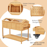 Raised Garden Beds Outdoor, Elevated Planter Box Cart On Lockable Wheels with Legs, Bed Liner,Storage Shelf,Seed Starter Tray for Backyard Patio Gardener Winter Outside (Minimalist Style)