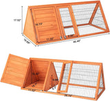 Rabbit Hutch Small Chicken Coop Outdoo Wooden with 2 Door & Run Cage Deep Push-Pull Tray Ventilating Wire A-Frame Design Animal Pen – Portable & Weatherproof Design