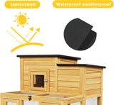 Rabbit Hutch & Chicken Coop with Wire Run, Wooden Poultry House with Pull-Out Tray, Waterproof Rabbit Hutch for Outside (Yellow)