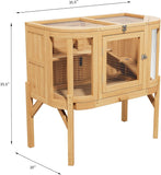 Hamster Cage with 4 Detachable Elevated Leg Stands, Guinea Pig Cages Chew Proof, Openable Mesh Top Small Animal Habitat for Hedgehog, Wooden Hamster House and Habitats with Pull-Out Cleaning Tray