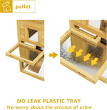 Rabbit Hutch & Chicken Coop with Wire Run, Wooden Poultry House with Pull-Out Tray, Waterproof Rabbit Hutch for Outside (Yellow)