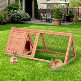 Rabbit Hutch Small Chicken Coop Outdoo Wooden with 2 Door & Run Cage Deep Push-Pull Tray Ventilating Wire A-Frame Design Animal Pen – Portable & Weatherproof Design
