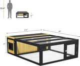Wooden Rabbit Hutch with Waterproof Roof Openable Top Outdoor/Indoor Bunny Cage, Expandable Playpen for Chicken, Quail, Guinea Pigs (Yellow)