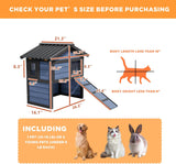 Cat House with Insulated Weatherproof Feral Cat Shelter for Winter, Elevated Wood Small Animal Insulated Condos