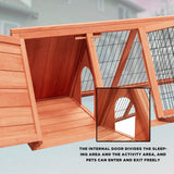 Rabbit Hutch Small Chicken Coop Outdoo Wooden with 2 Door & Run Cage Deep Push-Pull Tray Ventilating Wire A-Frame Design Animal Pen – Portable & Weatherproof Design