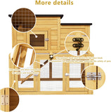 Rabbit Hutch & Chicken Coop with Wire Run, Wooden Poultry House with Pull-Out Tray, Waterproof Rabbit Hutch for Outside (Yellow)