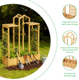 Garden Bed with Arch Trellis, Wood Planter Box with Hanging Roof, Garden Bed for Outdoor Climbing Plants Vines Patio