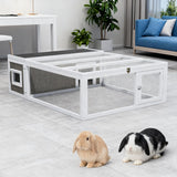 Rabbit Hutch Indoor & Outdoor 49" L Bunny Cage with Openable Foldable Top Extensible Guinea Pig House Pet Playpen for Small to Medium Animals