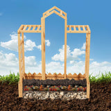 Garden Bed with Arch Trellis, Wood Planter Box with Hanging Roof, Garden Bed for Outdoor Climbing Plants Vines Patio
