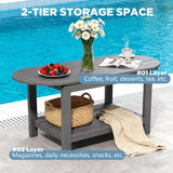 Coffee Table, All-Weather Outdoor Coffee Table, Modern Rectangle Coffee Table for Balcony, Garden, Straight Leg